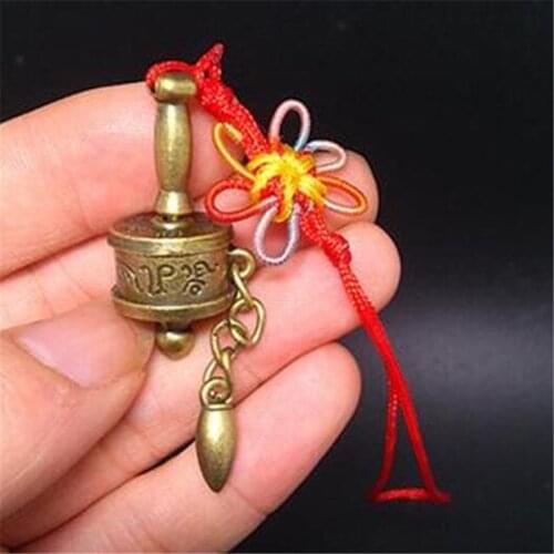 Tibetan Instruments Used In Buddhist Super Mini Bronze Om Mani Padme Hum Prayer Wheel Auspicious Accessories Hang Decorations