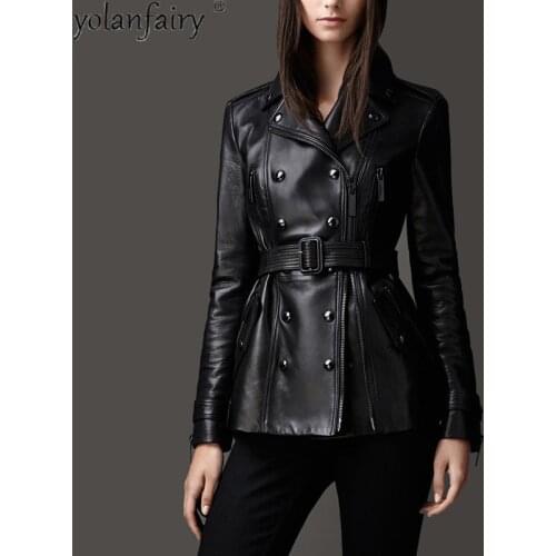 100% Sheepskin Coat High Quality Genuine Leather Jacket Women Spring Autumn Real Leather Coats Female Slim Womens Clothing