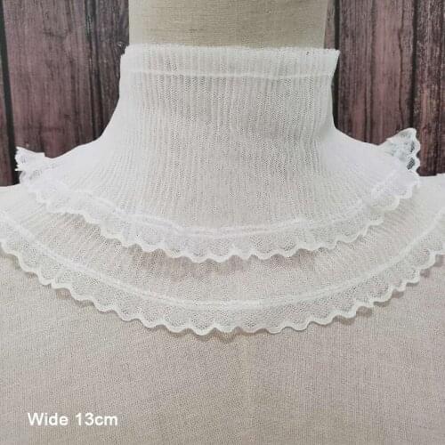 1Yards Embroidery Lace Fabric Collar 13cm Ribbon Mesh Sewing Ribbons Elastic Lace Material Cord Laces Party Dress dentelle QT10