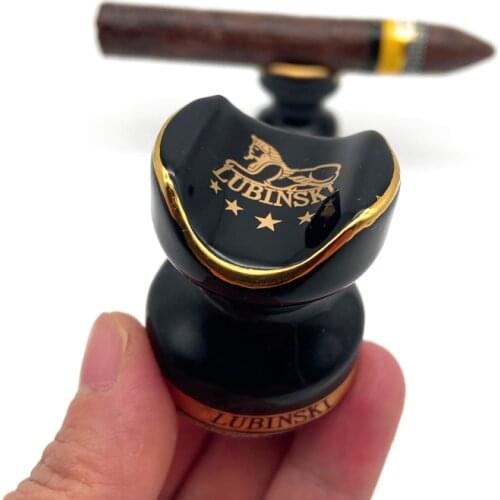 1Pcs Black Mini Ceramics Portable Cigar Holder Stand Pocket Mount Travel ASHTRAY Cigar Rest Gadgets Smoking Accessories