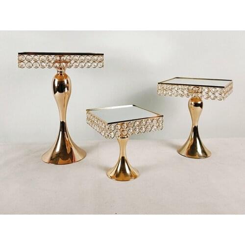 1pcs new style square Cupcake Stand with gold crystal plate