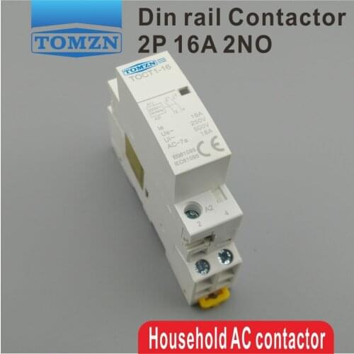1PCS TOCT1 2P 16A 220V/230V 50/60HZ Din rail Household ac Modular contactor 2NO or 1NO 1NC