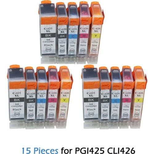 15pcs PGI 425 CLI 426 ink cartridges For Canon PIXMA IP4840 IP4940 MG5240 MG5140 MG5340 MX884 MX714 MX894 printer PGI425 CLI426
