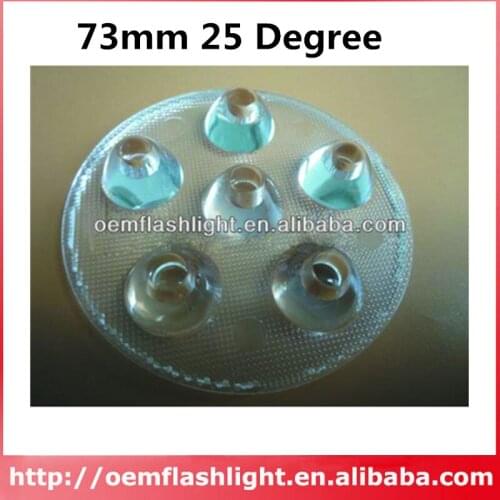 6-in-1 73mm 25 Degree High Power LED Glass Lens with Flat Surface - 1 Piece