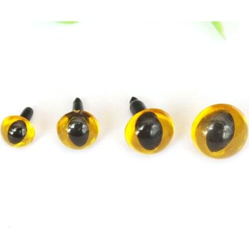 80pcs/lot Transparent yellow 7.5-12mm mixed size can choose toy cat eyes/safety eyes with washer
