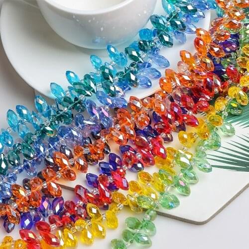 95Pcs/lot AB Crystal Droplet Pendant 6X12mm DIY Miyuki Drop Beads Glass Crafts Material Supplier Fit Jewelry Necklace DIY Making