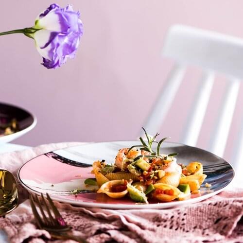 Watercolor Painting Phnom Penh Ceramic Plate Creative Style Restaurant Western Food Plate Steak Plate Home Breakfast Plate