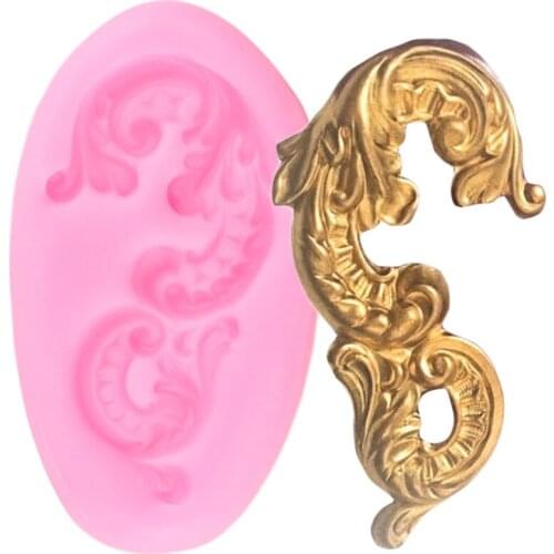 Baroque Relief Silicone Mold Cupcake Topper Fondant Cake Decorating Tools Birthday Party Candy Clay Chocolate Gumpaste Moulds