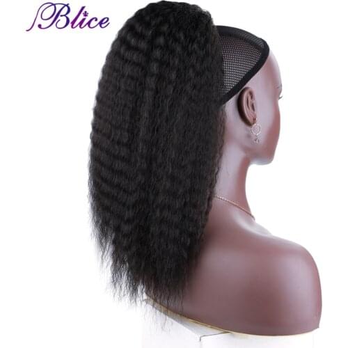 Blice Afro Kinky Straight Ponytail Pure Color Drawstring Ponytail Synthetic Hair Extensions 16-22 Inch Soft Fiber For Women