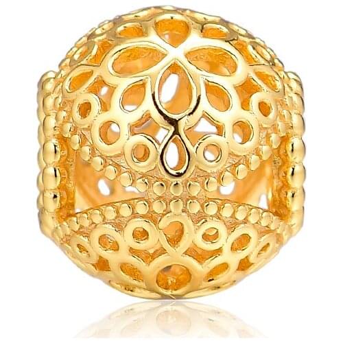 Beads For Original Bracelets & Bangle Shine Openwork Flower Charm 925 Silver Jewelry For Woman DIY Jewelry Making