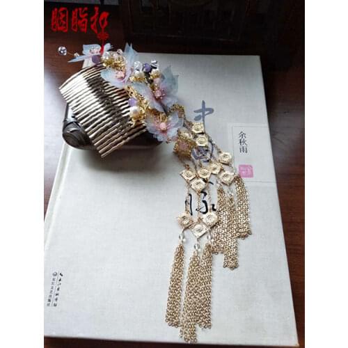 Mili Thin Yarn Butterfly Vintage Original Handmade Fairy Hair Accessory Long Tassel Aesthetic Hair Comb Hair Stick Hair Jewelry