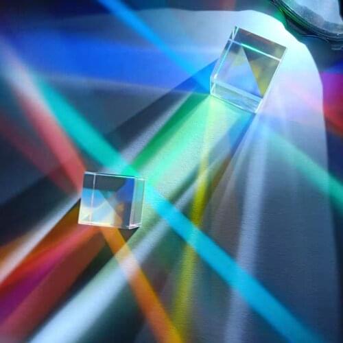 32MM Large Color Prism Gift Light Cube Six-sided Glass Lens Cube Prism Stained Glass Beam Splitting Prism Optical Instrument