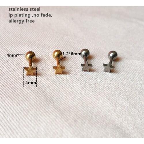 Mini Delicate Stainless Steel Stars Stud Earrings IP Plating No Fade Allergy Free