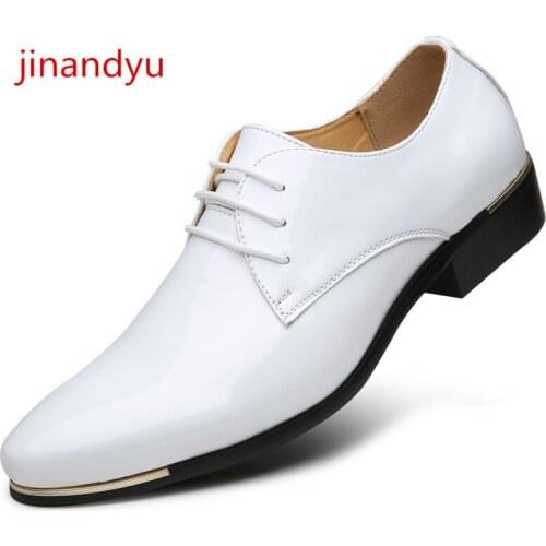 Size 47 48 Patent Leather Shoes for Men Formal Shoes 2021 Elegant Black White Dress Shoes Men Casual Leather Business Shoes