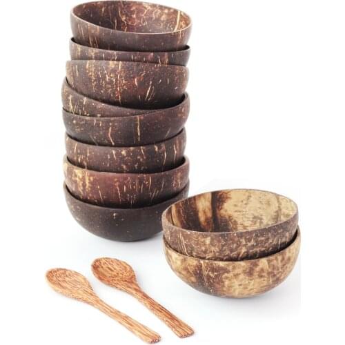 Natural Coconut Bowl Set Environmentally Friendly Wooden Tableware Kitchen Creative Fruit Salad Noodle Rice Bowl Wooden Bowl