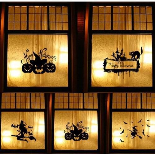 Halloween Wall Stickers For Kids Rooms Girl Gift Hallowmas All Saints' Day Wall Decal Home Decoration Witch Bat Poster Wallpaper