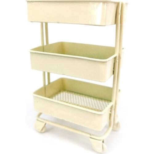 Mini Trolley Floor Storage Rack with Wheels Dollhouse Miniature Furniture Shelf Bookshelf Storage Display Rack Decorate