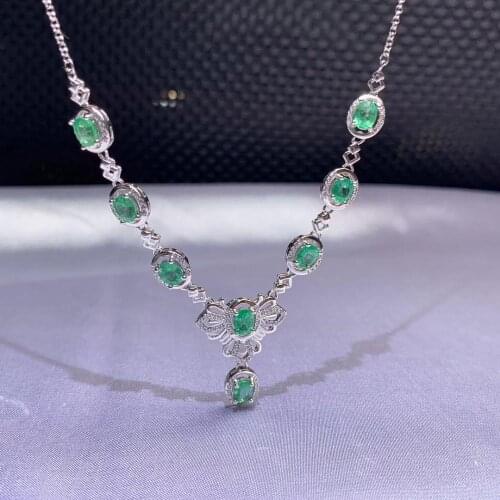 Natural green Emerald necklace Pendant S925 silver natural gemstone necklace Luxurious ancient Butterfly woman party jewelry