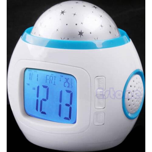 Sky Star Children Baby Room Night Light Projector Lamp Bedroom Music Alarm Clock