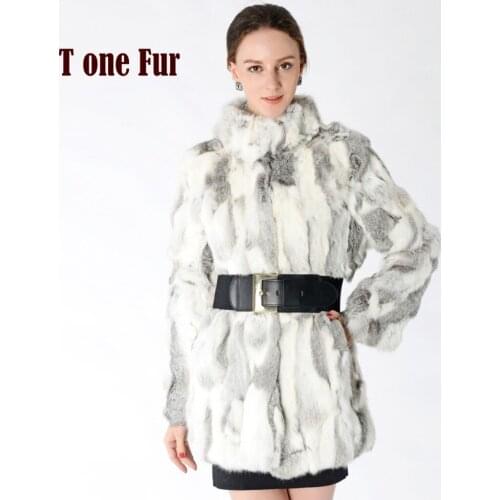 New Arrival Full Pelt Real Rabbit Fur Coat Women Nature Fur Jacket Female Fashion Factory good quality Fur Overcoat KNT147