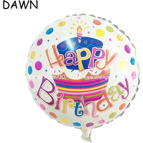 Wholesale 50pcs/lot 18inch Happy Birthday Foil Balloon Birthday Party Decor party supplies round shape Helium Globos 45*45cm