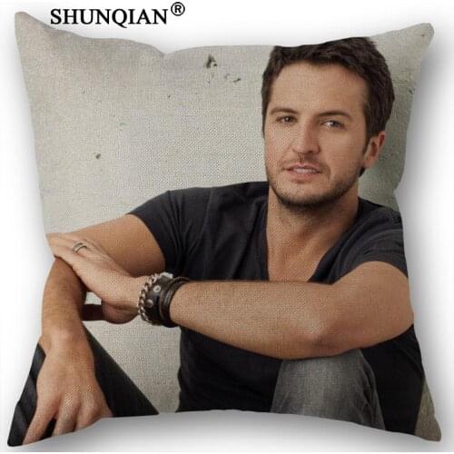 Custom luke bryan Cotton Linen Square Pillowcase Decorative Pillow Cases Cover Zippered 45x45cm one side