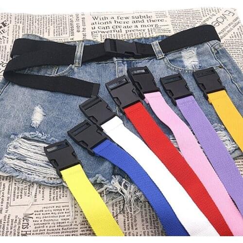 Adults All-match Belt Unisex Korean Women Canvas Belts Vintage Plastic Buckle Solid Color Long Waistband Men Belt