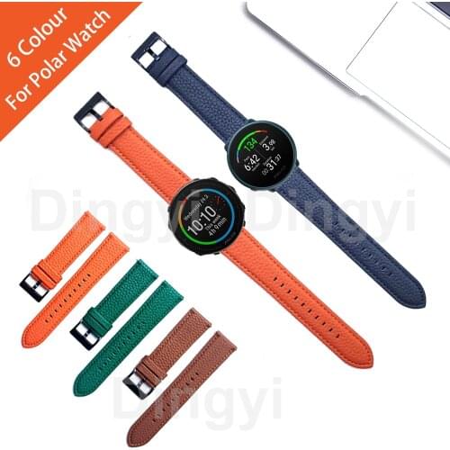 Watchband Strap Lychee Pattern Leather For POLAR VANTAGE M2 M / Polar Ignite 2 / UNITE / GRIT X Wristband Watch Band Bracelet