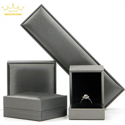 Grey color High-grade brushed PU leather jewelry box jewelry box ring box bracelet bracelet necklace box