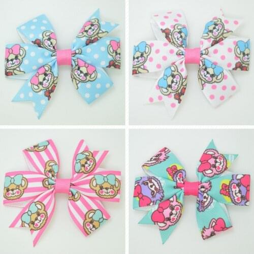 SUPWRF 3.1'' Cartoon pink kids hair accessories hair bow With Clip hair Ribbon headwear wholesale 20 PCS T0929