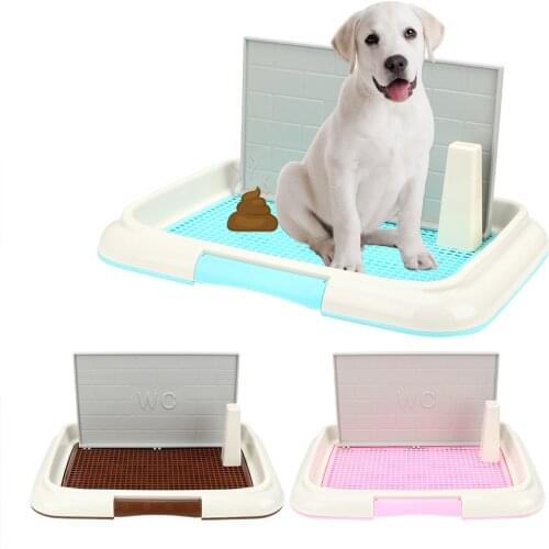 Dog Toilet Potty Puppy Litter Tray Pad Pet Pee Training With Pillar Easy to Clean With Wall Small Pet Bedpan Indoor Product