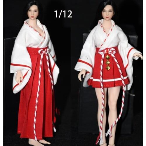 In Stock 1/12 Scale Female Figure Accessory Witch Kimono Red Skirt Long/Short Dress Model for 6 inches Action Figure
