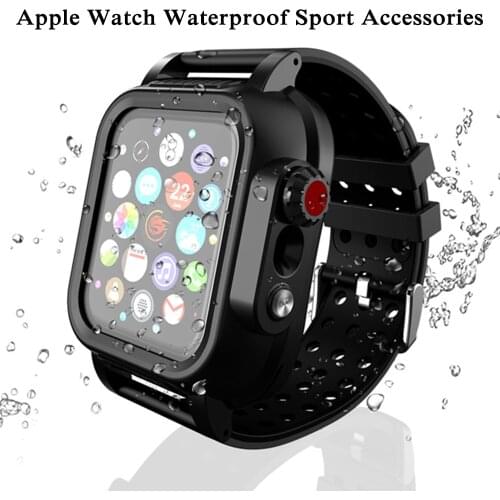 Waterproof Case for Apple Watch Band Series SE/6/5/4/3/2 Silicone Strap for iWatch 44/40MM 42/38MM Full Protector Cover Bracelet