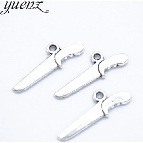 YuenZ 15 pcs Metal Antique Silver color Dagger Charms Pendant For Necklace Bracelet Jewelry Making 29*10mm M44