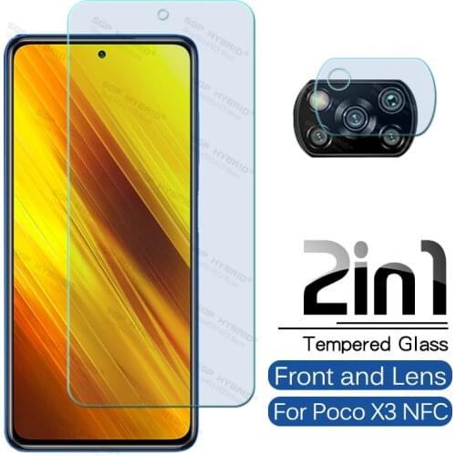 2-in-1 camera glass for xiaomi poco x3 nfc light screen protector and lens film on xiaomi mi pocox3 x 3 nfc armored shield glas