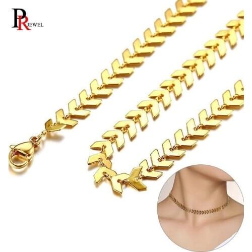 Chic Arrow Links Choker Necklace for Women 585 Rose Gold Color Stainless Steel Female Temperament Necklaces Fish Bone Chain