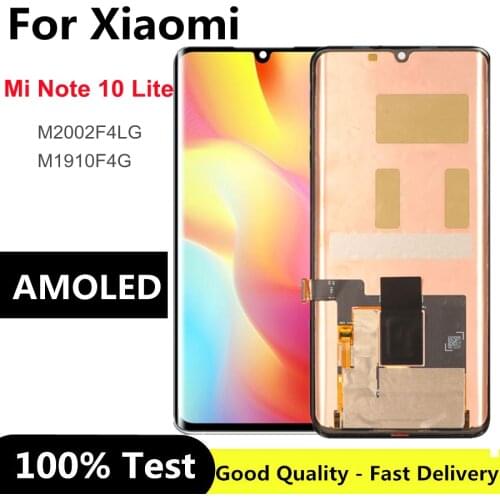 6.47" AMOLED For Xiaomi Mi Note 10 Lite LCD Display with Touch Screen For mi note 10 Lite Screen M2002F4LG M1910F4G