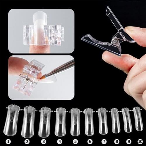 1 Set Nail Piece With Scale Extension Rubber Double Headed Steel Push Nail Mold Polishing Strip Crystal Clip Nail Tool 2021 New