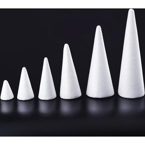 10/15/18.5/24/30cm White Solid Foam DIY Cone Children Handmade Craft Cone Accessories For Home Craft Christmas