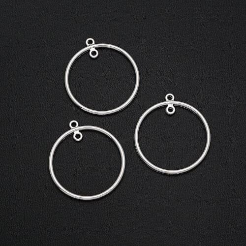 10pcs/Lots 30x33mm Antique Silver Plated Hollow Connectors Circle Pendant For DIY Jewelry Making Finding Supplies hqd Wholesale