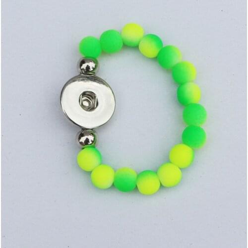 12PC 6 beauty colors choose! Length 15CM Children Girls Acrylic Beads handmade Elastic 18mm Snap Button Bracelet for Kids