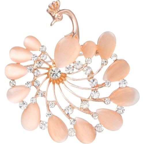 2021 Fashion Charm Jewelry Crystal Opal Peacock Brooches for Women Vintage Women Accessories Collar Corsage Brooch