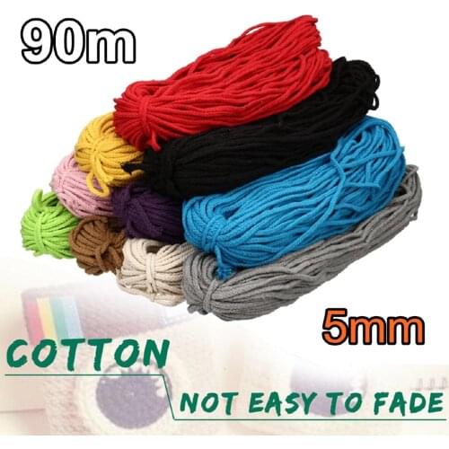 21 Color 90M 5mm 100 Yards Cotton Twisted Rope Macrame Cord DIY Handmade Crafts Woven String Braided Wire Home Textile Decor