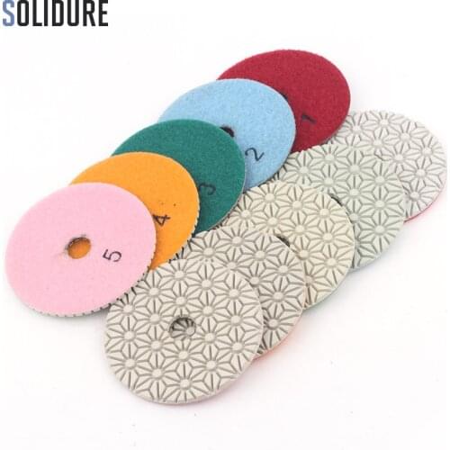 5pcs/set 4 inch 100mm dry or wet 5 step polishing pads Diamond Granite Polishing Tool Marble Concrete Grinding
