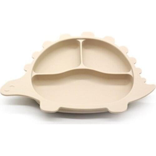 67JC Cartoon Dinosaur Baby Suction Cup Bowl Divided Dinner Plate Infant Learning Dish