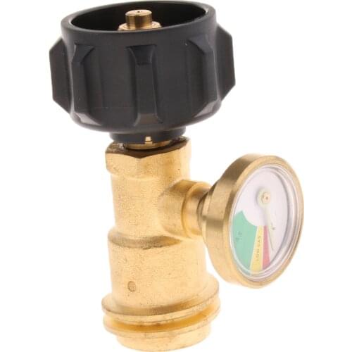 QCC1 Propane Tank Adapter QCC1 Fitting with Gas Gauge for BBQ Grill Outdoor Camping Cooking