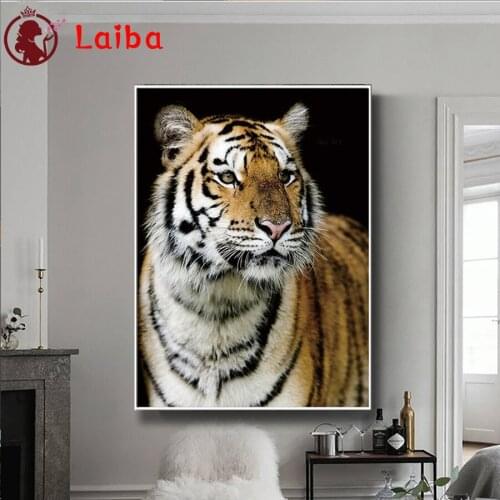 Diamond Mosaic Hot selling home art animal tiger round drill Cross Stitch Diamond Embroidery Painting Full Square Decor For Home