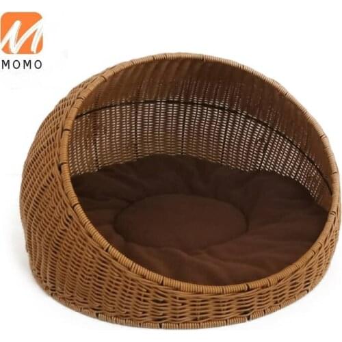Free Mat Export Plastic Rattan Cat Nest Summer Kennel Small and Medium-Sized Dogs Pet Bed Cat Villa Cat House High Quality