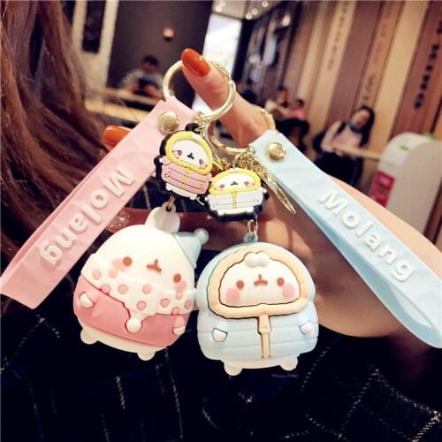Korean Cartoon Rabbit Doll Keychain Brown Blue Pink Jacket Pendant Ornament Bag Car Keyring Lanyard Men Women Couple Cute Gift