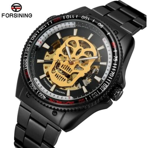 FORSINING Automatic Mechanical Men Wristwatch Military Sport Male Clock Top Brand Luxury Skull Skeleton Waterproof Man Watch 025
